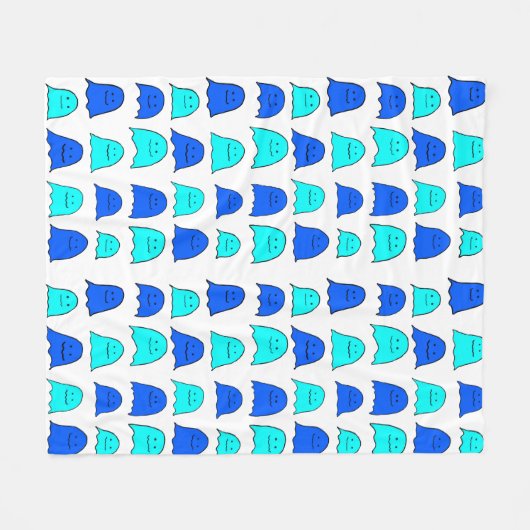 Blue Halloween Ghosts Fleecedecke (Vorderseite (Horizontal))
