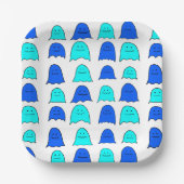 Blue Halloween Ghosts Pappteller (Vorderseite)