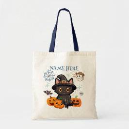 Blue Halloween Kitty Hexe Candy Tote Bag Tragetasche