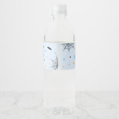 Blue Halloween Little Boo Baby Dusche Wasserflaschenetikett (Rückseite)