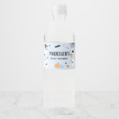 Blue Halloween Little Boo Baby Dusche Wasserflaschenetikett (Vorderseite)