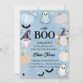 Blue Halloween Little Boo Baby Shower Einladung (Vorderseite)