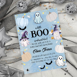 Blue Halloween Little Boo Baby Shower Einladung
