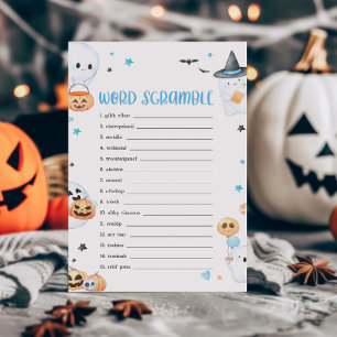 Blue Halloween Little Boo Word Scramble Game