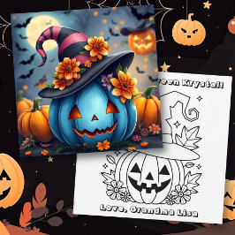 Blue Halloween Pumpkin & Color Me  Karte