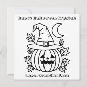 Blue Halloween Pumpkin & Coloring Page Personalize Karte (Rückseite)