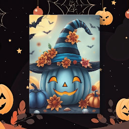 Blue Halloween Pumpkin Jack-o-lantern Karte