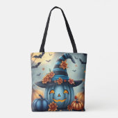 Blue Halloween Pumpkin Personalized Tasche (Rückseite)