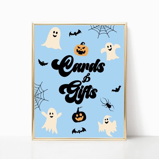 Blue Halloween Spookcard & Gifts Zeichen Poster