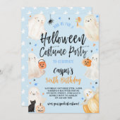 Blue Halloween Spooky Boy Birthday Costume Party Einladung (Vorne/Hinten)