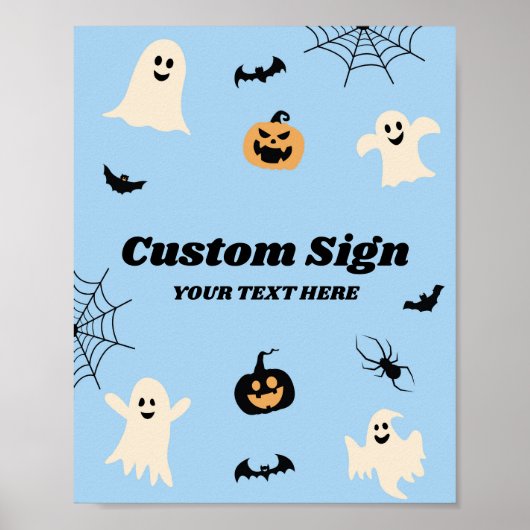 Blue Halloween Spooky Custom Party Sign Poster (Vorne)
