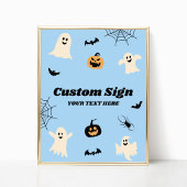 Blue Halloween Spooky Custom Party Sign Poster