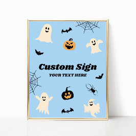 Blue Halloween Spooky Custom Party Sign Poster