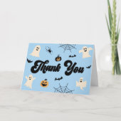 Blue Halloween Spooky Ghosts Baby Dusche Dankeskarte (Vorderseite)