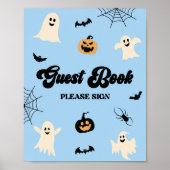 Blue Halloween Spooky Guest Book Sign Poster (Vorne)