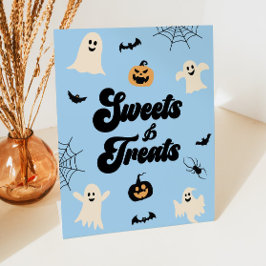 Blue Halloween Spooky Süßigkeiten und Leckereien Sockelschild