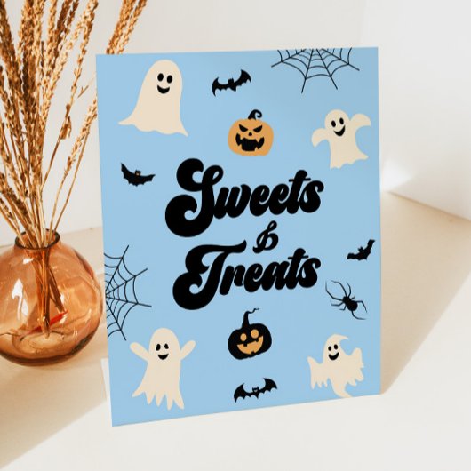 Blue Halloween Spooky Süßigkeiten und Leckereien Sockelschild