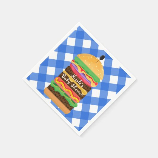 Blue Hamburger Summer Cookie Barbecue GRILLEN Part Serviette (Ecke)