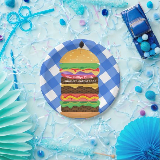 Blue Hamburger Summer Cookie Barbecue Party GRILLE Pappteller (Party)
