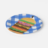 Blue Hamburger Summer Cookie Barbecue Party GRILLE Pappteller (Schrägansicht)