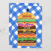 Blue Hamburger Summer Cookout Barbecue Einladungen (Vorne/Hinten)