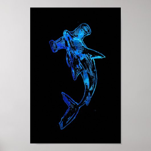 Blue Hammerhead Shark Tattoo Poster (Vorne)