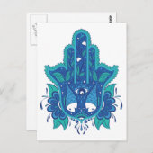 Blue Hamsa Design Postkarte (Vorne/Hinten)