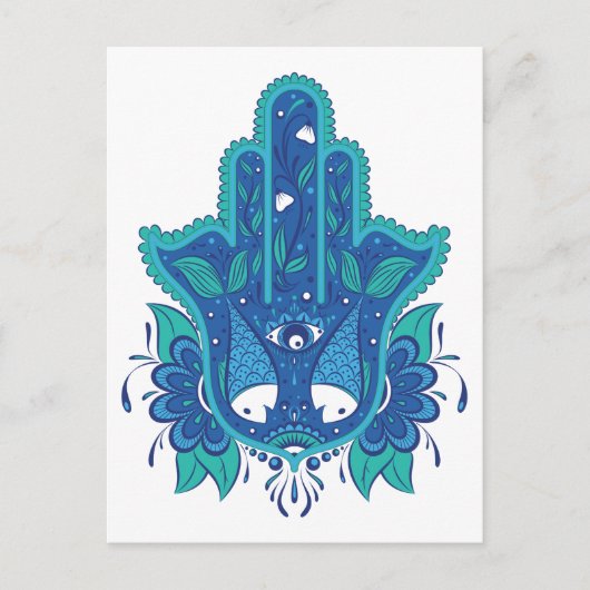 Blue Hamsa Design Postkarte (Vorderseite)