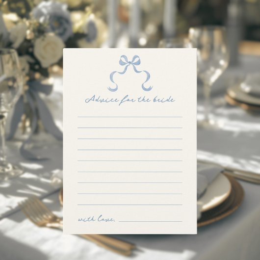 Blue Hand Draw Bow Brautparty Ratenkarte Einladung
