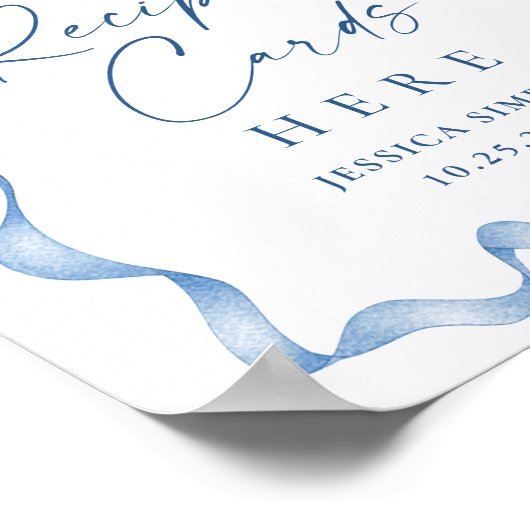Blue Hand Draw Bridal Recipe Karten Poster (Ecke)