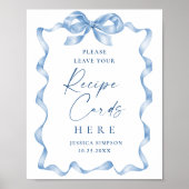 Blue Hand Draw Bridal Recipe Karten Poster (Vorne)