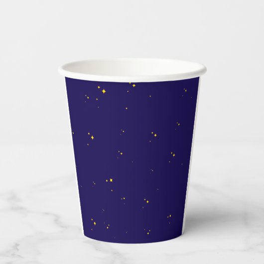 Blue Hand Drawn Celestial Star Moon Baby Dusche Pappbecher (Rückseite)