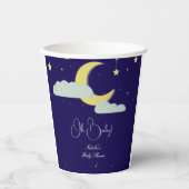 Blue Hand Drawn Celestial Star Moon Baby Dusche Pappbecher (Vorderseite)