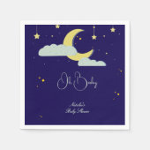 Blue Hand Drawn Celestial Star Moon Baby Dusche Serviette (Vorderseite)