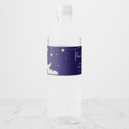 Blue Hand Drawn Celestial Star Moon Baby Dusche Wasserflaschenetikett