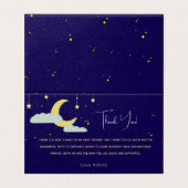 Blue Hand Drawn Celestial Star Moon Danke Karte (Außenseite Aufgefaltet)