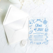 Blue Hand Drawn Class of 2027 Graduation Party Acryleinladungen