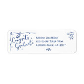 Blue Hand Drawn Doodle Graduation White Address (Vorne)