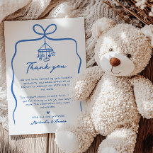 Blue Hand Drawn Doodle Ribbon Bow Boy Baby Dusche