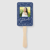 Blue Hand Drawn Doodle Style Graduation 2 Photo Fächer (Rückseite)