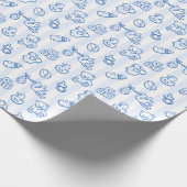 Blue Hand Drawn Doodle Whimsical Baby Dusche Geschenkpapier (Ecke)