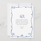 Blue Hand Drawn Doodles Photo Graduation Quirky Dankeskarte (Rückseite)