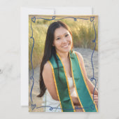 Blue Hand Drawn Doodles Style Photo Graduate Party Einladung (Rückseite)