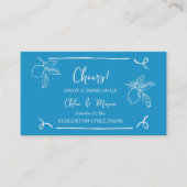 Blue Hand Drawn Lemon Wedding Drink Ticket (Vorderseite)