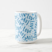 BLUE-HAND-DRAWN-LIEBE KAFFEETASSE (VorderseiteRechts)