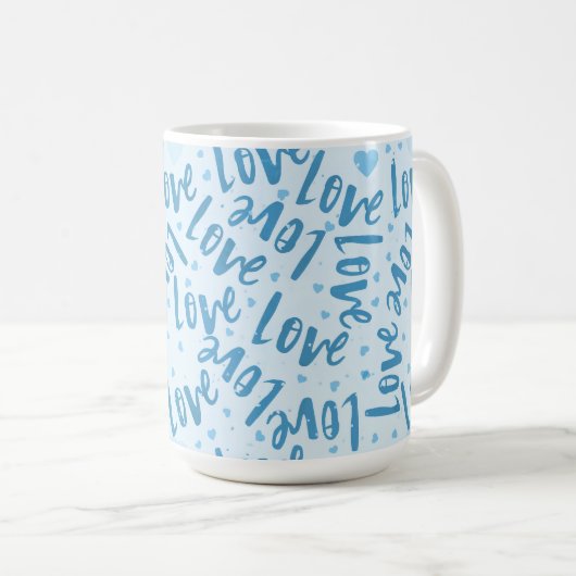 BLUE-HAND-DRAWN-LIEBE KAFFEETASSE (VorderseiteRechts)