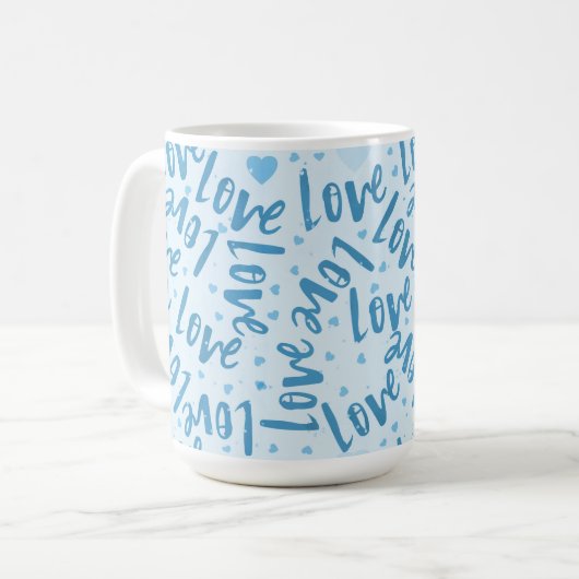 BLUE-HAND-DRAWN-LIEBE KAFFEETASSE (Vorderseite Links)
