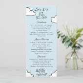 Blue Hand Drawn Match Made In Heaven Bridal Shower Menükarte (Stehend Vorderseite)