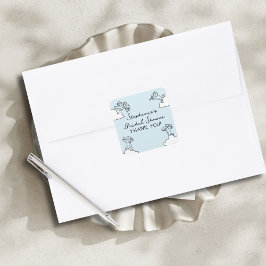 Blue Hand Drawn Match Made In Heaven Bridal Shower Quadratischer Aufkleber