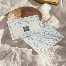 Blue Hand Drawn QR Code Hochzeit RSVP Karte